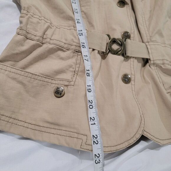 Vintage Y2K Plugg Womens Jacket Size Large Vest Khaki Hooded Buckle Hip Hop - Picture 6 of 6